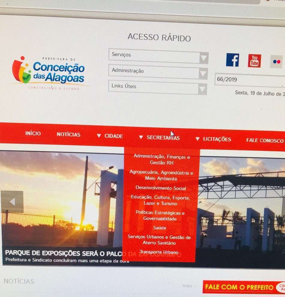 Portal da Prefeitura de Conceição das Alagoas - Foto: Imagem do Portal