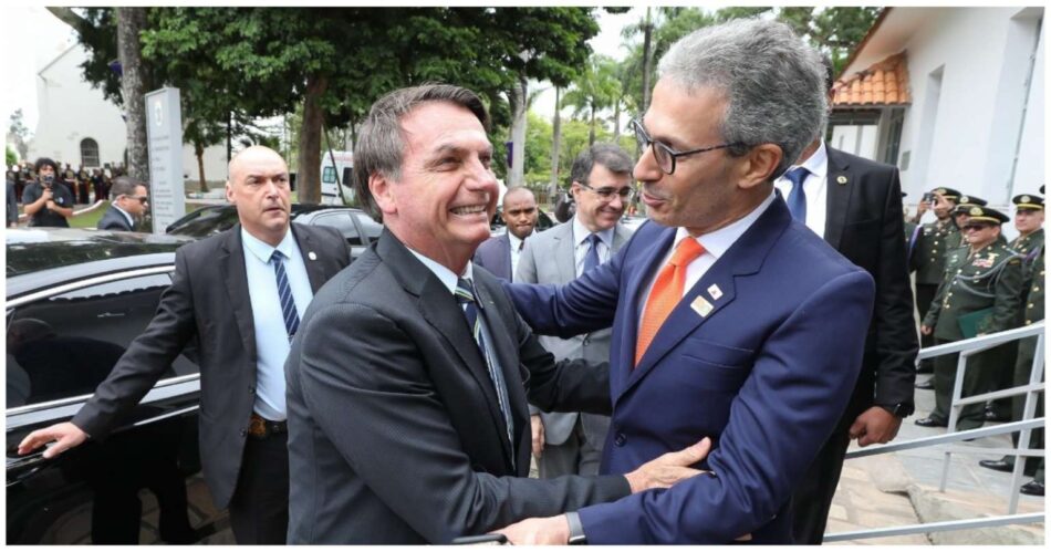 Presidente Bolsonaro e governador Romeu Zema (dir.); mineiro sinaliza que quer presidente como principal cabo eleitoral. Foto - Presidência da República